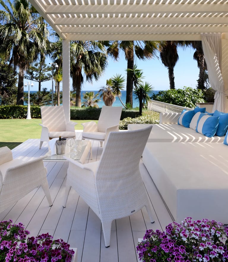 Outdoor dining terrace in Marbella villa