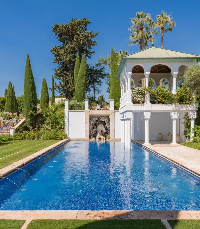 Pool and garden pavilion in Golden Mile Marbella villa