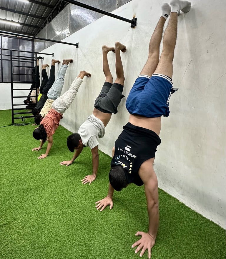 Handstand performed by students of calibaf in bangalore