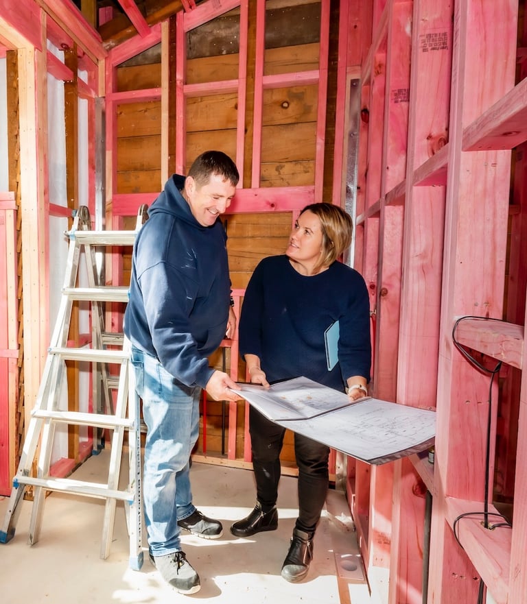 Amanda and Bryce working from Qualitas Builders in Auckland