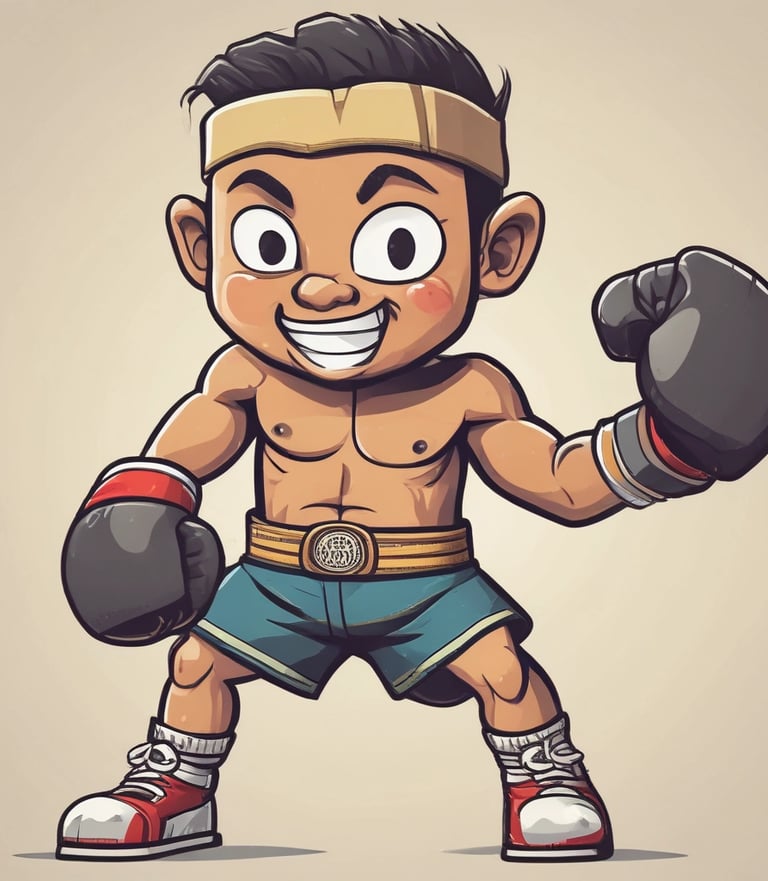 Cartoon image of a young Muay Thai fighter