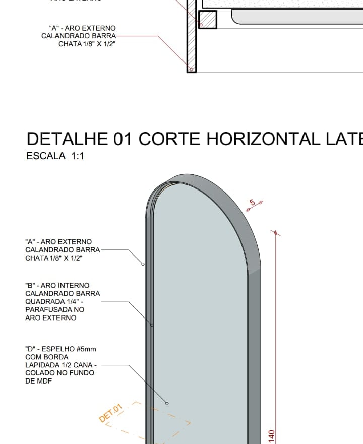 Desenho de espelho oval - Metro Objetos