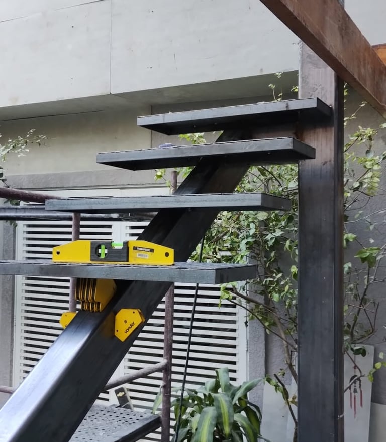 Processo de construção, nivelamento dos degraus