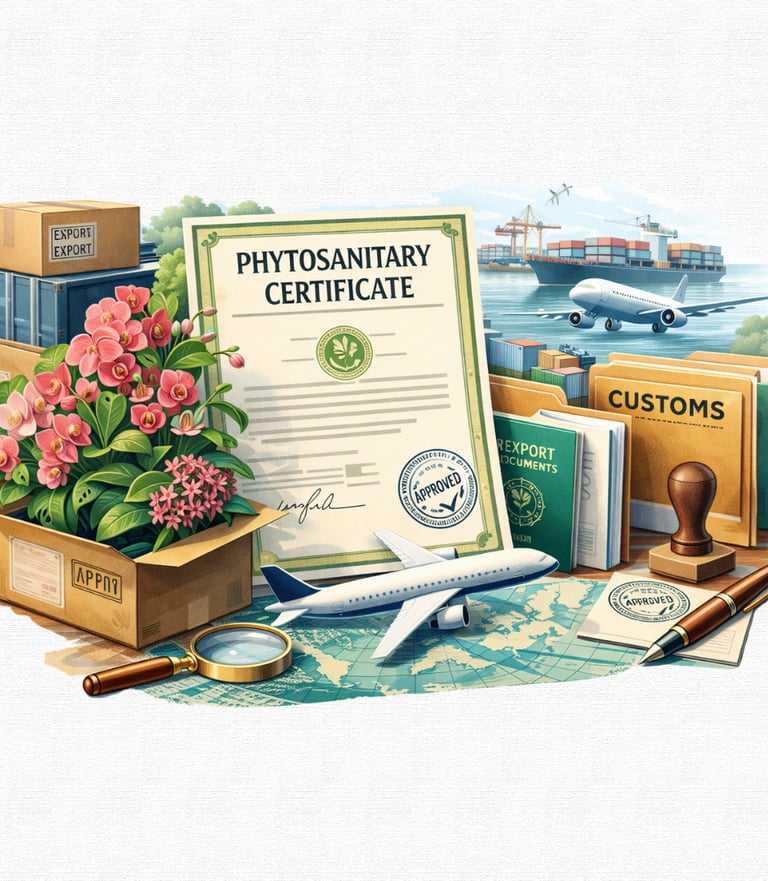 Live plants shipping with legal export documents and phytosanitary certification