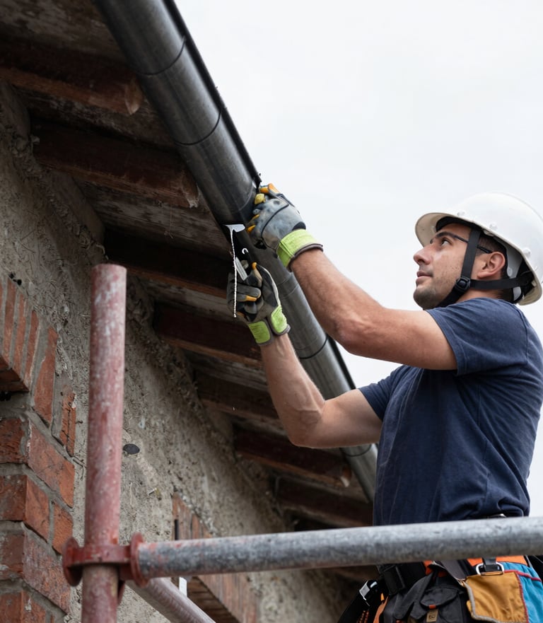 A skilled craftsman carefully restoring a charming Cardiff home's wooden door.