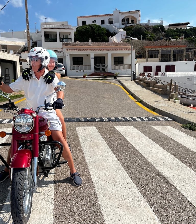 Royal enfield motorcycle tour along the coastline of Menorca