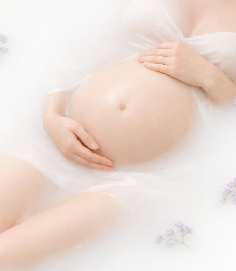 Bain de lait grossesse avec fleurs