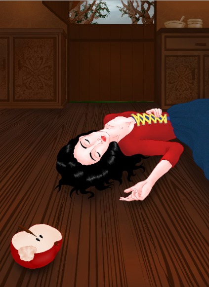 Snow White ate the apple Illustration