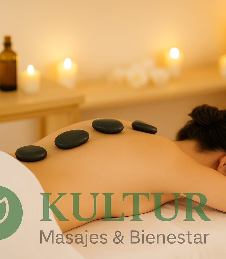 Sesion de masajes de realajación con piedras calientes