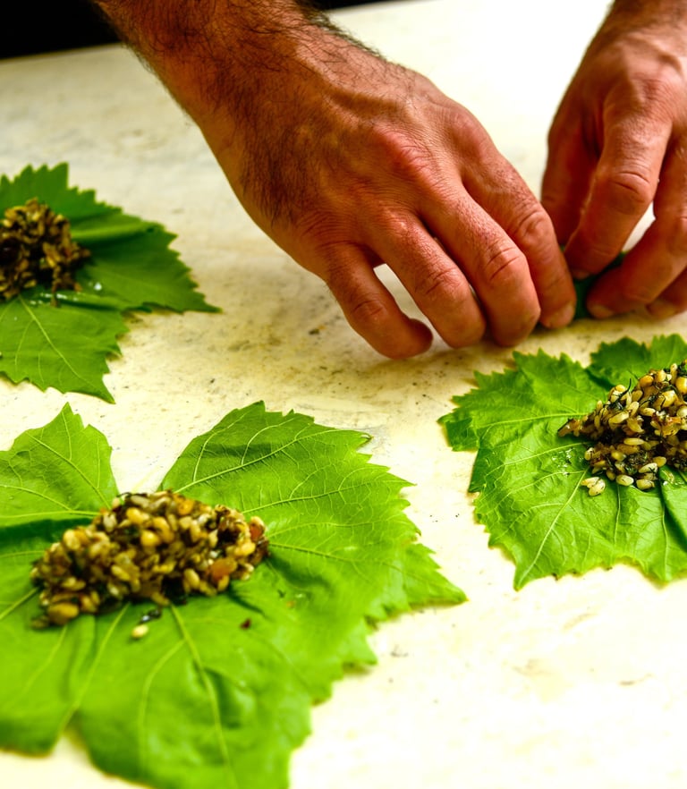 Dolmadakia cooking class from Villa Eats private chefs Naxos
