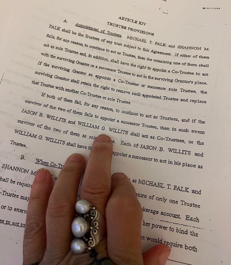 Jason and Bill Willitts Tryin to steal the money of their sister and daughter Shannon Falk