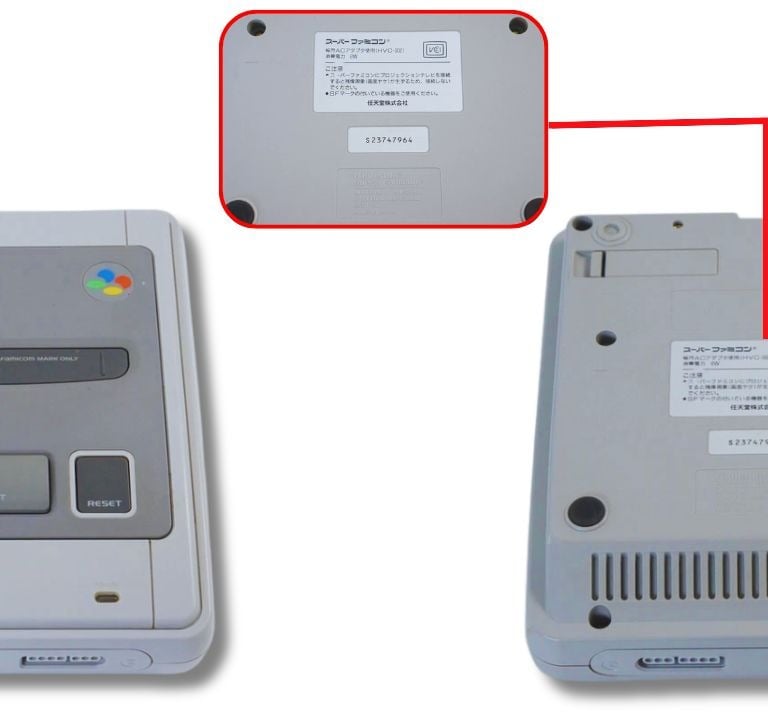 Console Super Famicom versão Japonês de 1990 com a caixa + manual