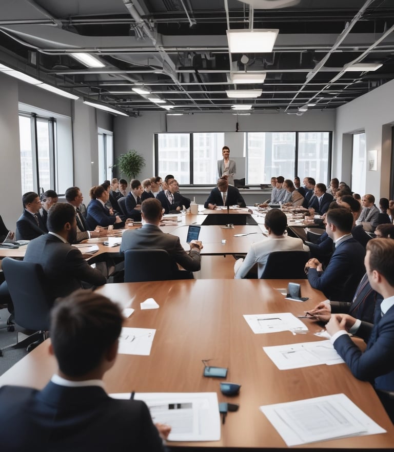group of people sitting beside rectangular wooden table with laptops