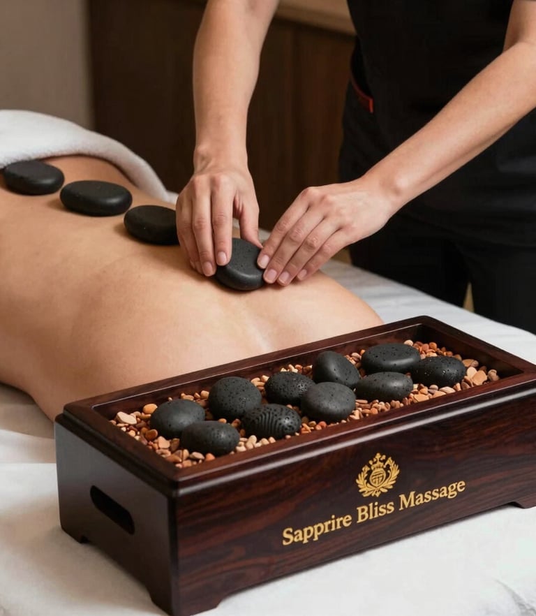 A therapist applying deep tissue massage pressure on a client's shoulder in a calm, elegant room.