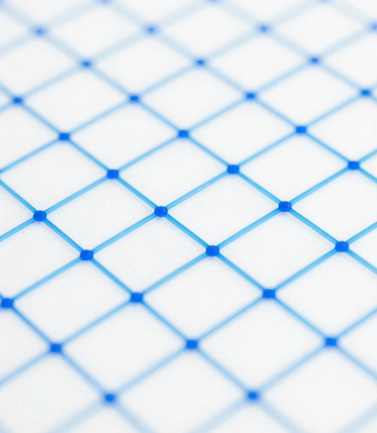 Macro close-up of a high-contrast digital interface, glowing blue wireframe grids over a clean white background, cool studio lighting, 50mm lens