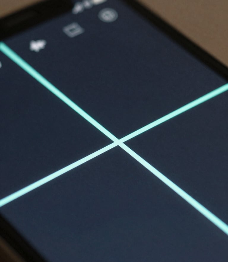 Close-up macro shot of a mobile screen displaying a video timeline being sliced by clean electric mint UI lines, dark slate background, soft cyan glow.