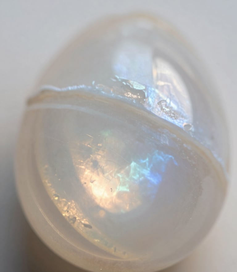 Soft-focus macro detail of a natural moonstone, pearlescent light reflecting off layered mineral planes, diffused morning light, dreamy editorial photography