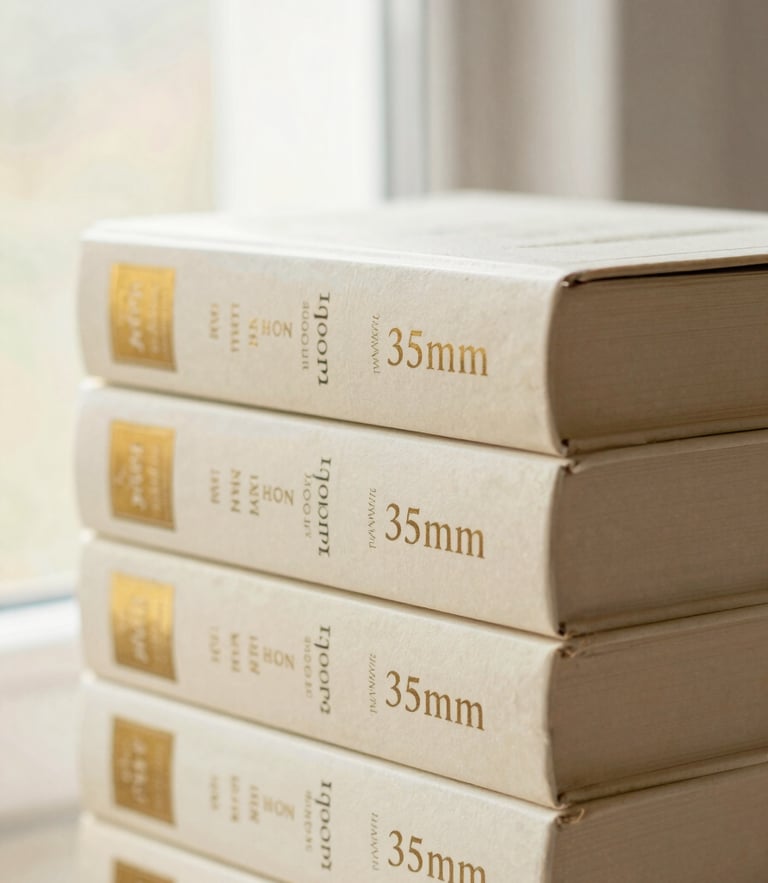 warm editorial photography of stacked book covers of the theological series, soft natural window light, cream and gold tones, shallow depth of field, 35mm