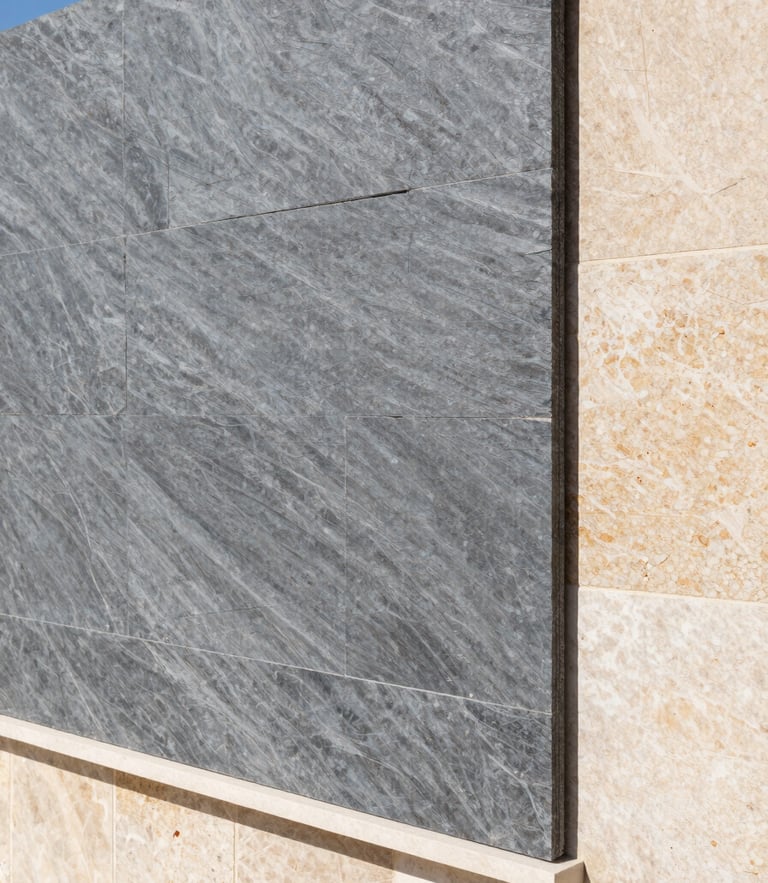 Architectural portrait of a premium high-performance thermal insulation material texture, bright natural Mediterranean daylight, clean structural lines, 35mm