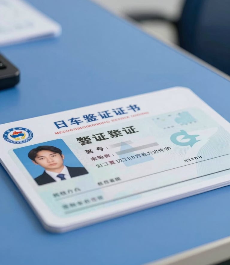 A close-up of official vehicle registration certificates on a clean blue desk, bright neutral daylight, professional corporate photography, sharp focus