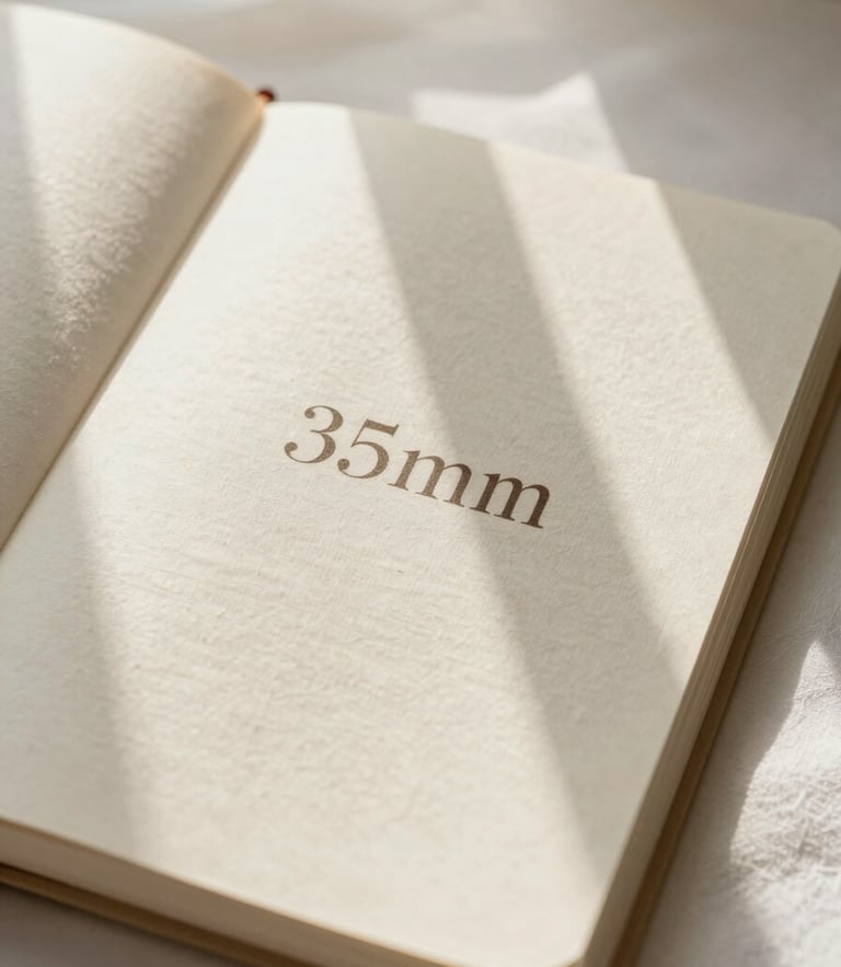 Overhead flat-lay of a textured linen journal page with elegant serif printing, soft morning window light, warm cream tones, 35mm