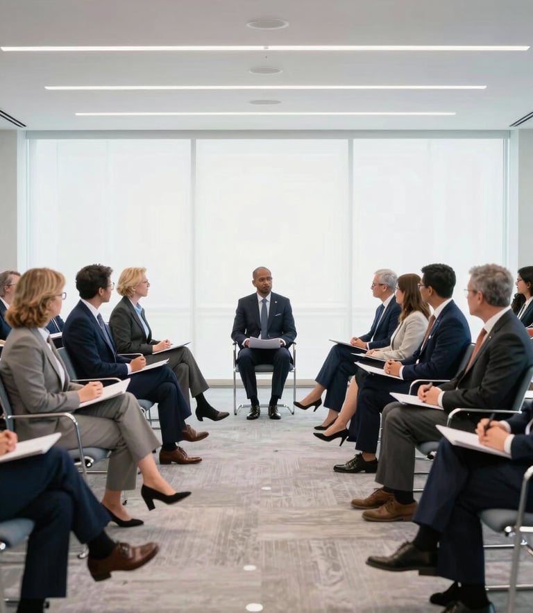 High-level bilateral business summit in a bright, modern Washington D.C. conference hall, professional delegates in navy and neutral tones, soft daylight, sharp focus, editorial style