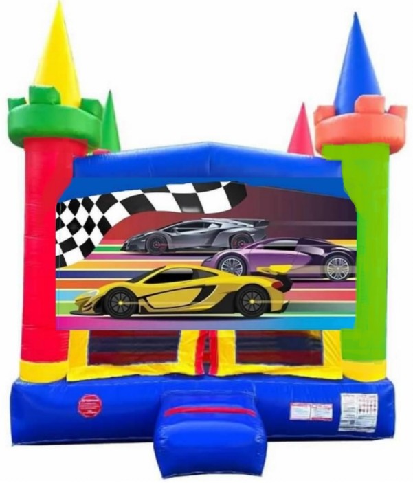 Medium Race Cars Moonwalk. Bookings 832-216-8423