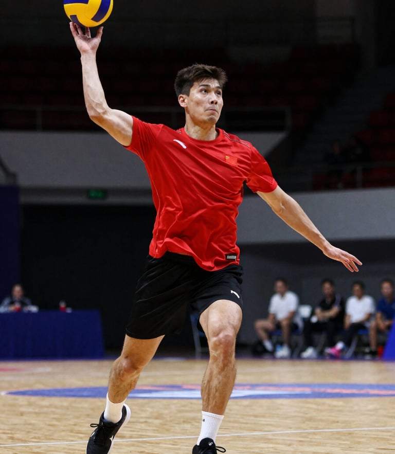 Dynamic low-angle action shot of a dodgeball player mid-throw in an indoor sports arena, intense facial expression, dramatic high-contrast lighting, shallow depth of field.