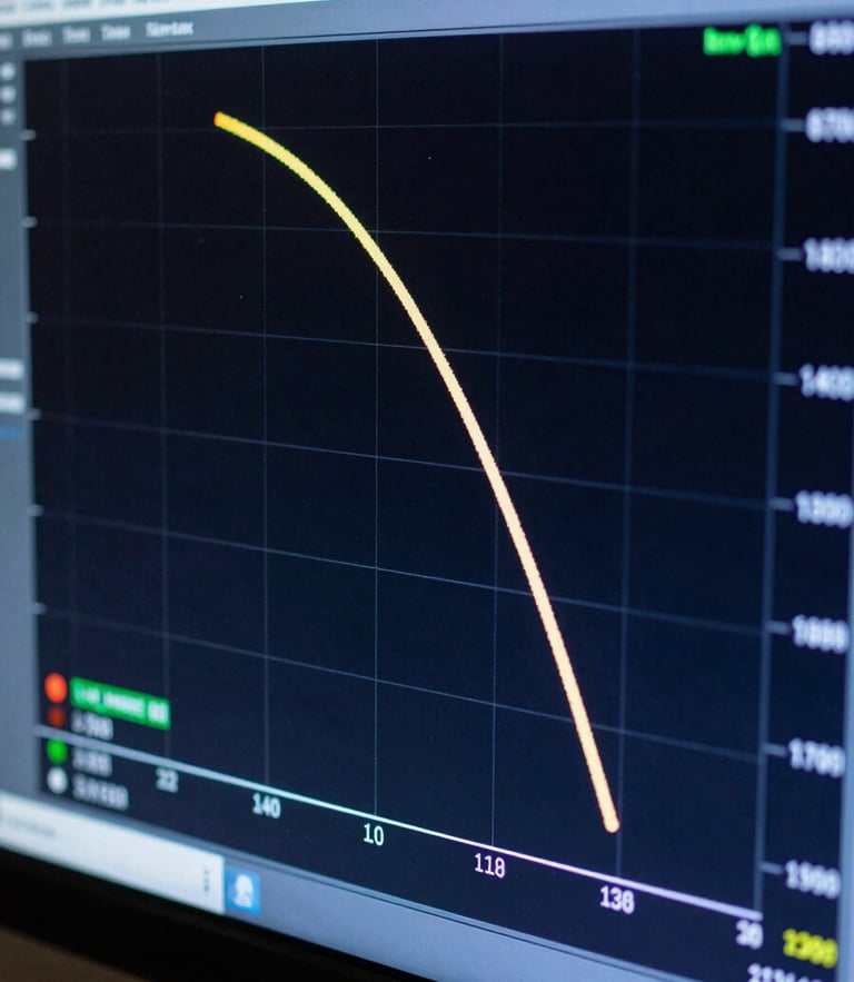Stark high-contrast telemetry screen displaying orbital trajectory calculations, cool-toned blue backlighting, macro focus on technical coordinates, obsidian background.