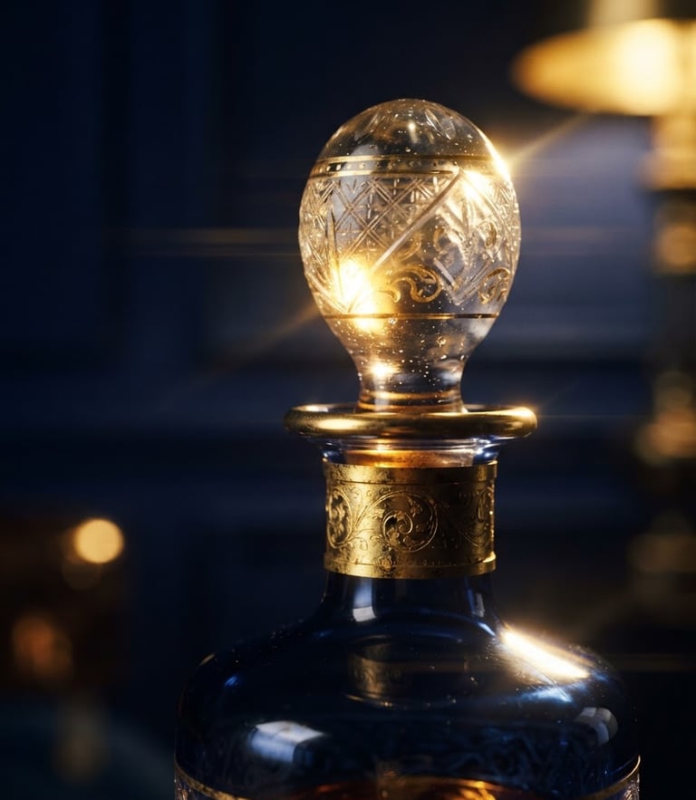 Anamorphic cinema lens close-up, dramatic golden spotlight reflecting off glass, deep royal navy background, cinematic editorial photography