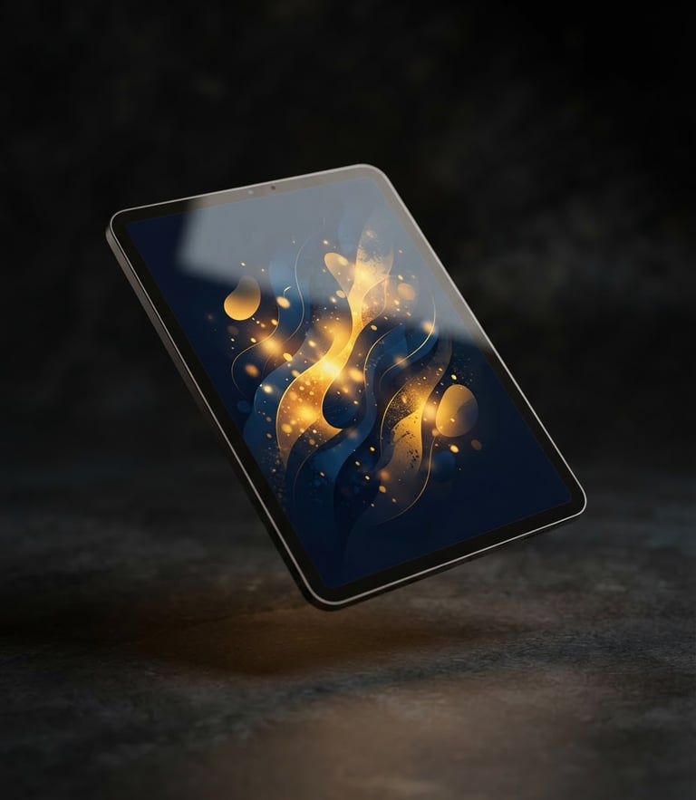 3D high-quality premium mockup of the 'Filhos Brilhantes' e-book cover, showing a clean modern book design with yellow and dark blue accents, floating over a dark surface.