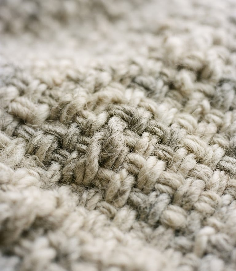 Extreme close-up of a thick un-dyed wool blanket weave, soft morning window light, warm editorial photography, 35mm