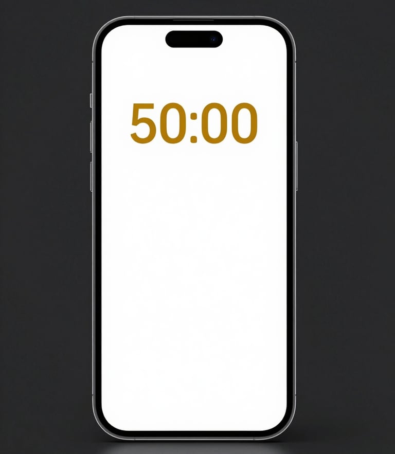Sleek smartphone displaying a clean locked screen with electric amber warning text, high-contrast studio lighting, deep charcoal background, sharp details, 50mm