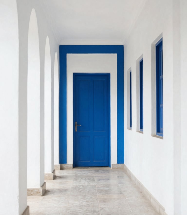 Bright interior photography, crisp natural daylight showing an immaculate, dust-free architectural corridor in Lagos, sharp focus.