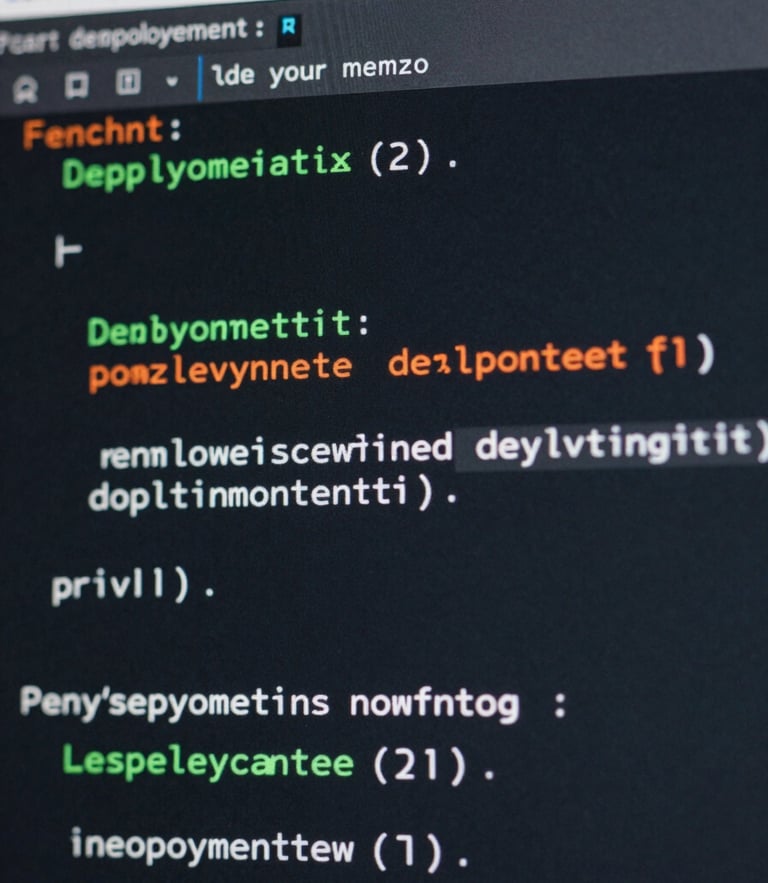 Macro crop of a clean code terminal displaying active deployment logs under crisp cool-toned studio lighting.