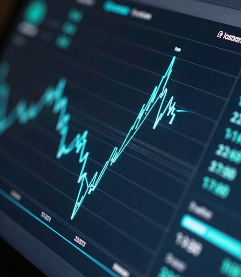 Tight macro crop of a high-fidelity real-time analytics dashboard with sharp electric teal data lines glowing on a dark screen, low-key cool studio lighting.