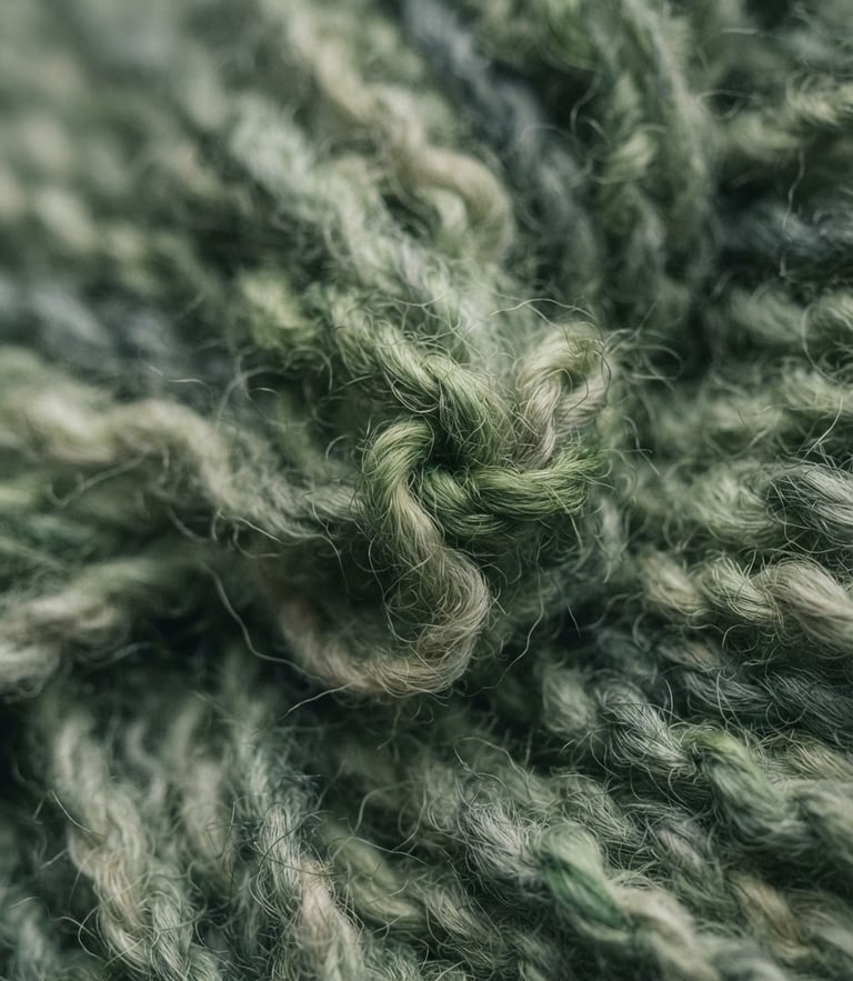 Macro close-up of premium organic cotton fibers, soft lighting, green tones, cinematic editorial photography, sharp focus