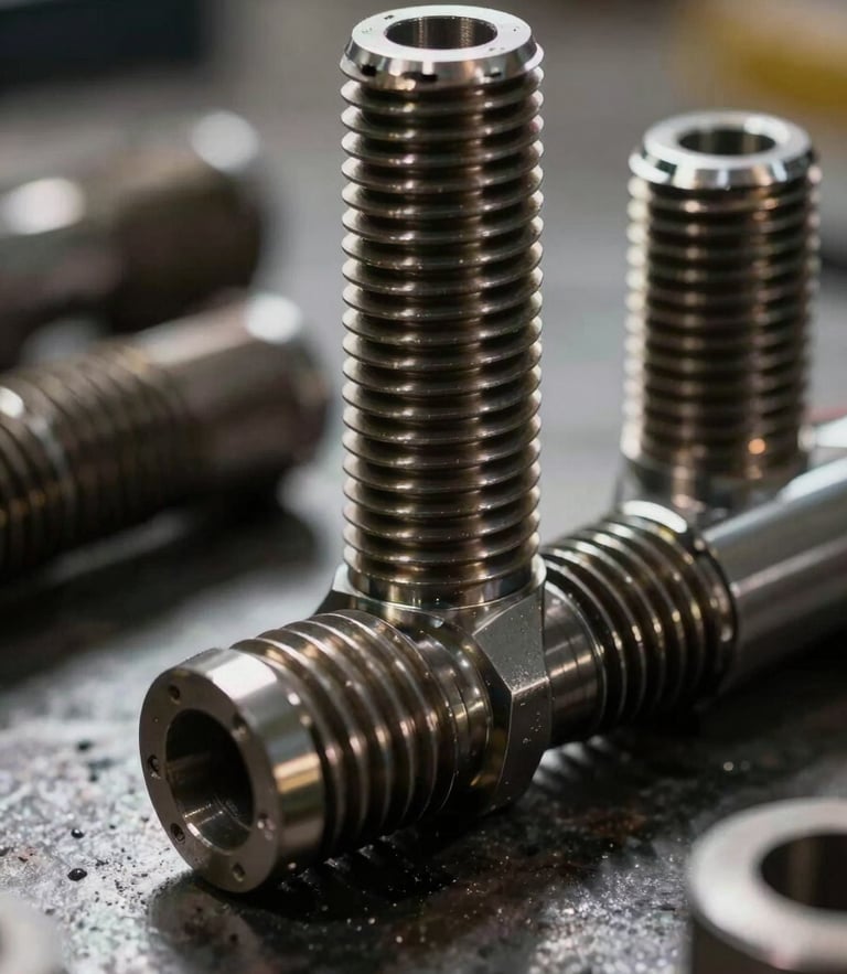Extreme close-up of heavy-duty API-certified drilling jar steel threads, harsh workshop shadows, high-contrast industrial lighting.