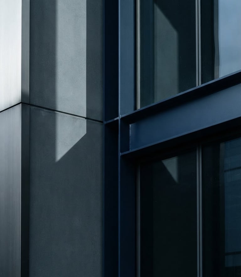 Minimalist close-up of structured architectural lines, sharp shadows, cool diffused daylight, premium business intelligence aesthetic, 35mm.