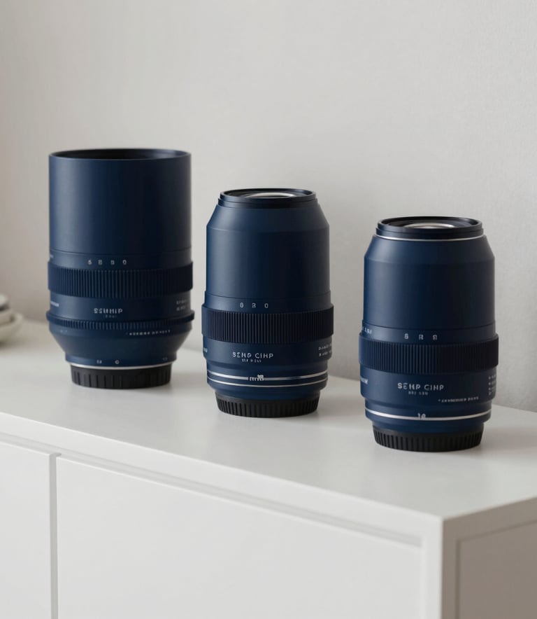 A high-end photography shot of a modern British home interior, showcasing minimalist lifestyle products on a clean, white console table. The lighting is soft and natural, emphasizing the premium quality and reliability of the brand. Palette colors include deep blue and soft white.