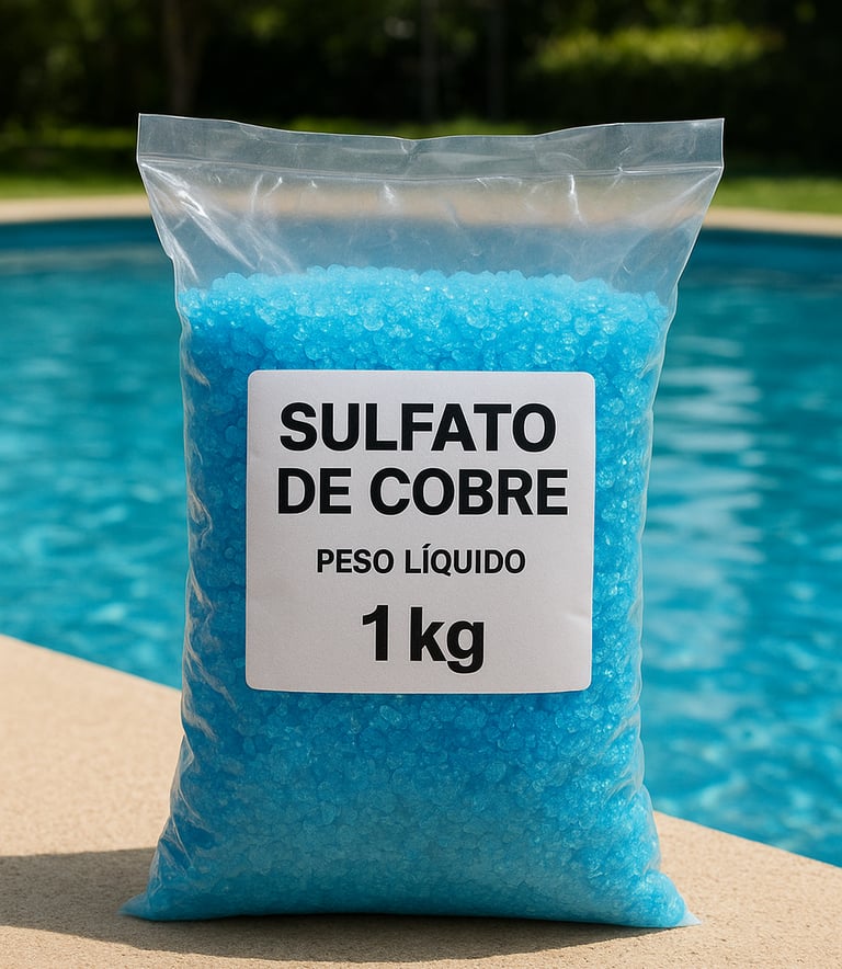 O sulfato de cobre é um algicida usado em piscinas para matar e prevenir o crescimento de algas, que