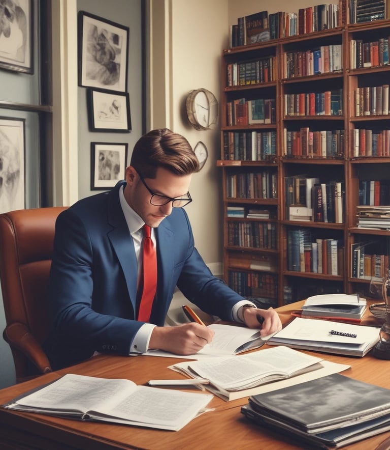 An inviting workspace featuring an open ebook on marketing strategies with a cup of coffee nearby.