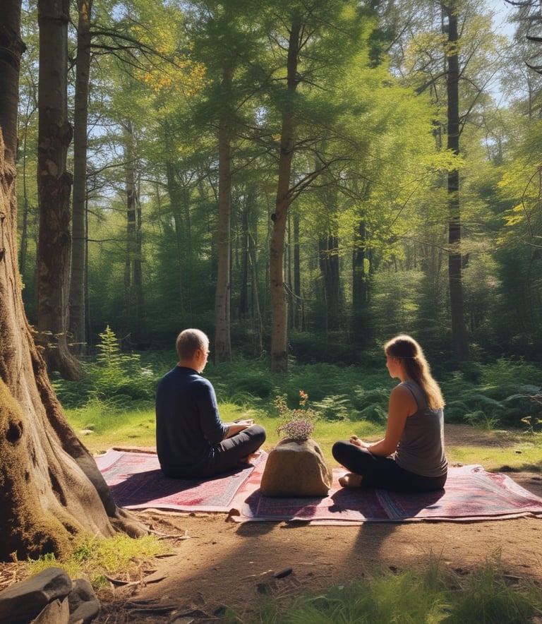 An inviting space filled with herbs, incense, and spiritual tools on rustic shelves.