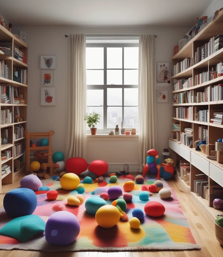 assorted plush toys on brown wooden shelf