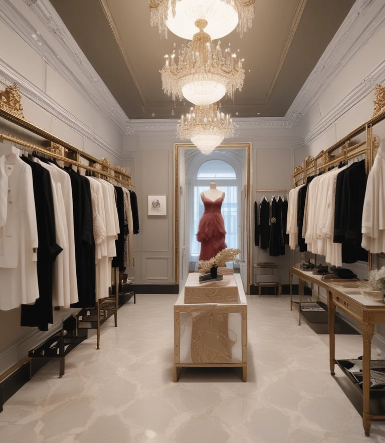 A well-organized store interior with neatly arranged products. Various home goods and decorations are displayed, including kitchenware, artificial flowers, and textiles. Shelves are filled with neatly stacked items, and the store is brightly lit with natural and artificial light.