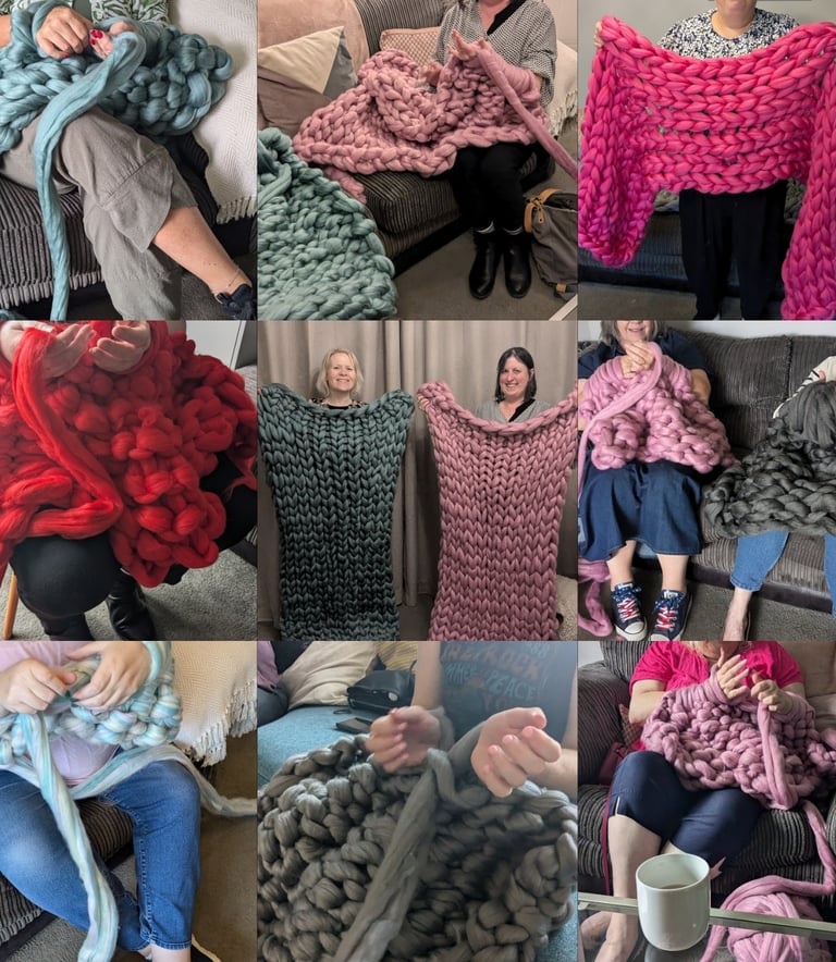 arm knitting workshops blanket making