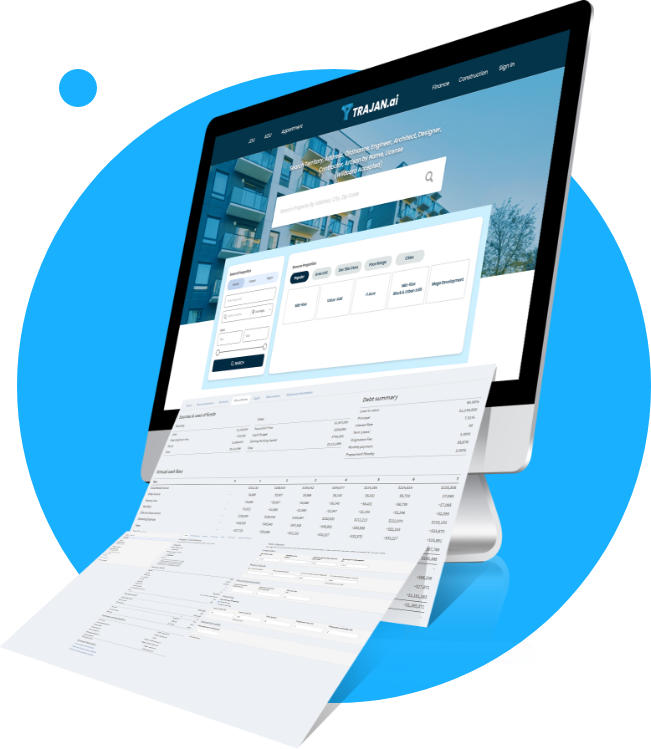 a desktop computer monitor screen Blockchain of Trajan.ai Real estate Property evaluation - Property