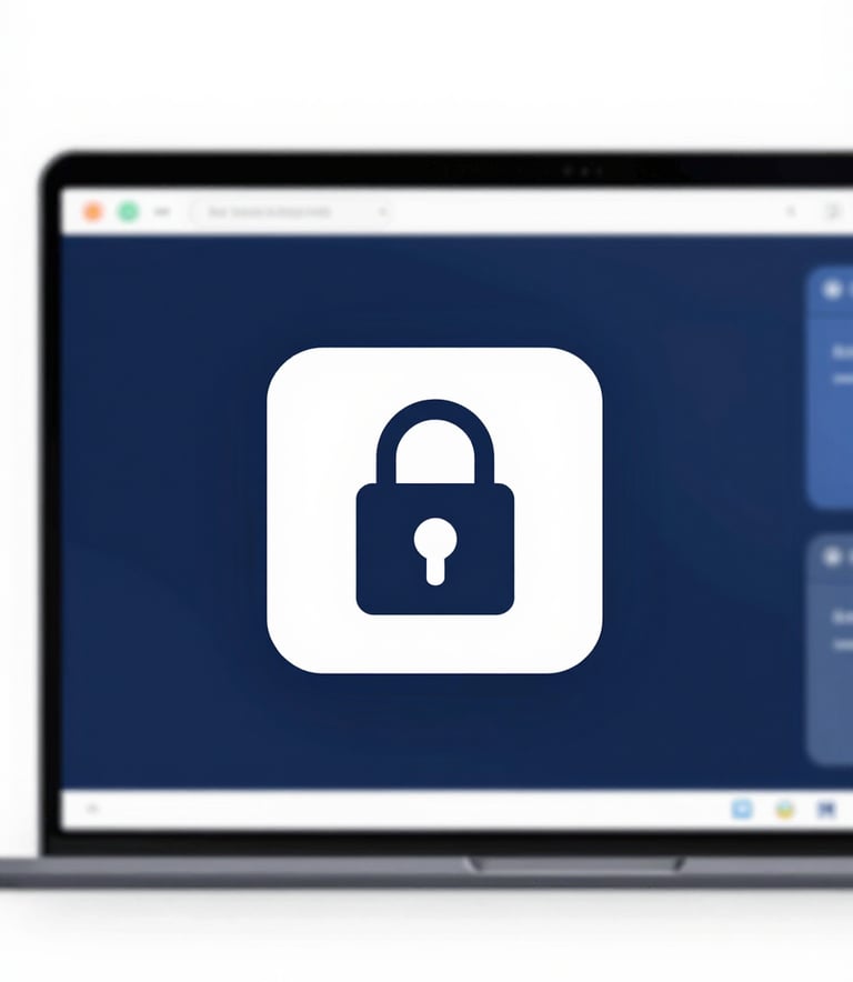 A sleek, professional abstract graphic representing website maintenance and security, utilizing deep navy #0F1E2E and muted blue #345B6D. Soft lighting, clean lines, and a modern digital feel.
