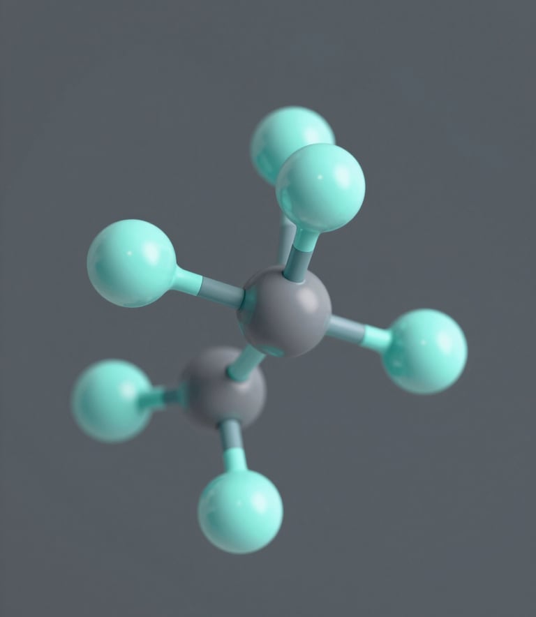 A sophisticated 3D visualization of a molecular structure being modulated, showing light teal glowing connection points. Minimalist background in #1A2F2F. The style is clean, scientific, and innovative.