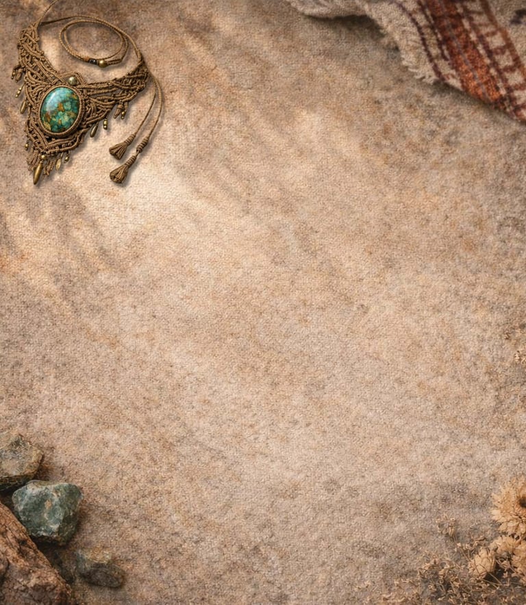 Joyería de macramé hecha a mano.